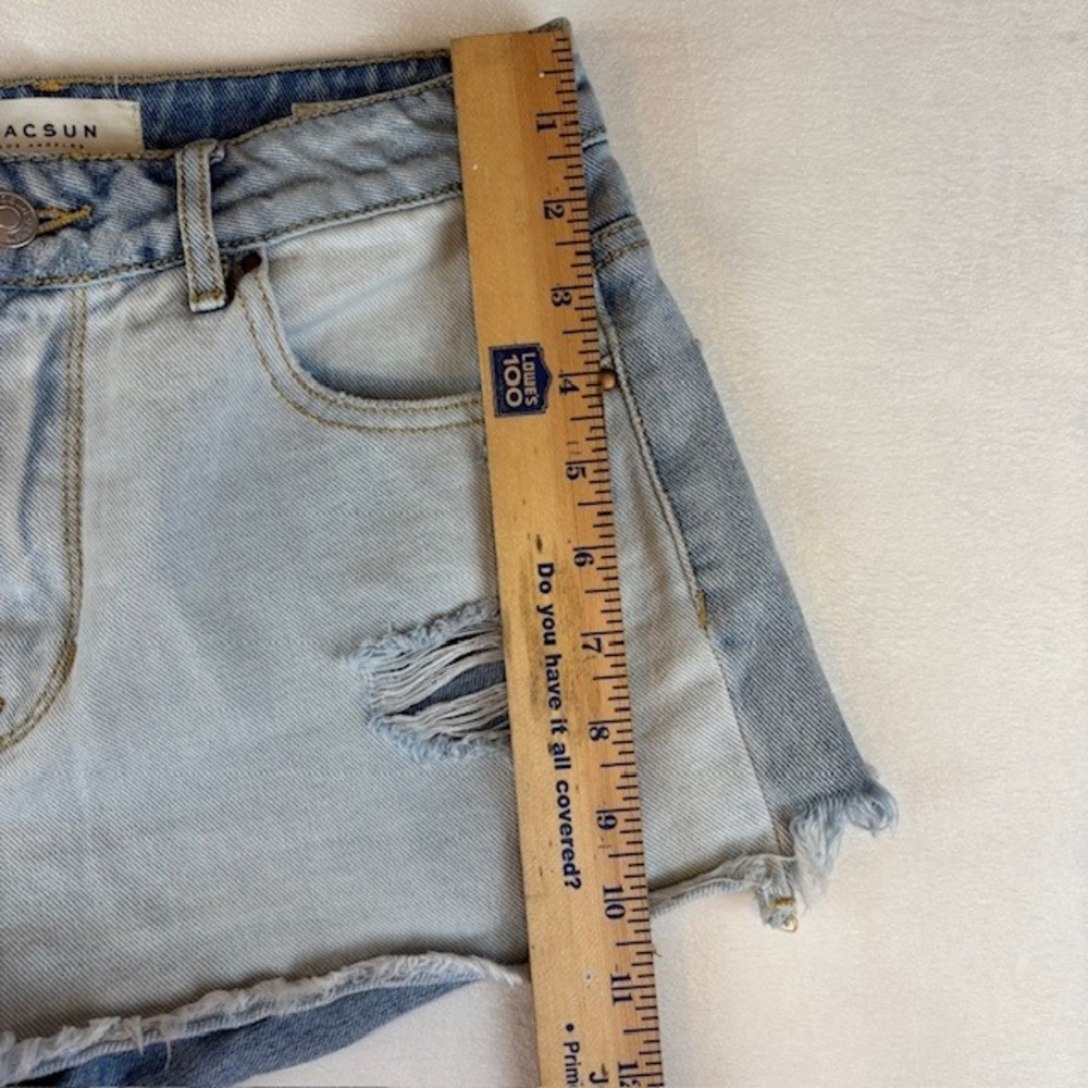 Pacsun High Rise‎ Women's Denim Shorts Distressed Frayed Hem Two Tone Size 26 - Picture 4 of 5